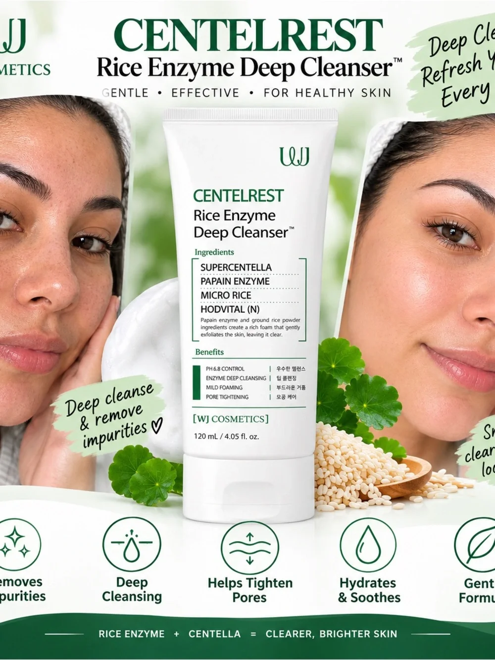 Rice Enzyme Deep Cleanser – Gentle White Facial Cleanser